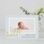 Hello Baby Gold Foil Photo Birth Announcement 箔招待状 (立ち正面)