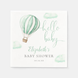 Hello Baby Hot Air Balloon Neutral Baby Shower スタンダードカクテルナプキン