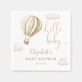 Hello Baby Hot Air Balloon Neutral Baby Shower スタンダードカクテルナプキン