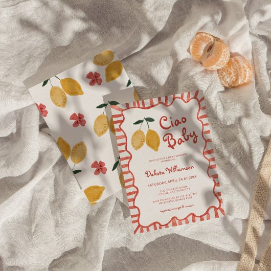 Hello Baby Lemon Baby Shower Invitation 招待状