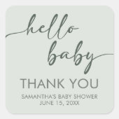 Hello Baby Minimalist Baby Shower スクエアシール (正面)