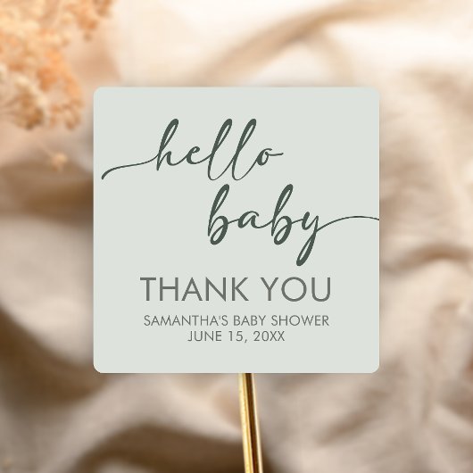 Hello Baby Minimalist Baby Shower スクエアシール
