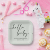 Hello Baby Minimalist Baby Shower ペーパープレート (パーティー)
