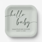 Hello Baby Minimalist Baby Shower ペーパープレート (正面)