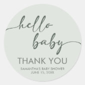Hello Baby Minimalist Baby Shower ラウンドシール (正面)