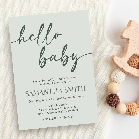 Hello Baby Minimalist Baby Shower Invitation 招待状