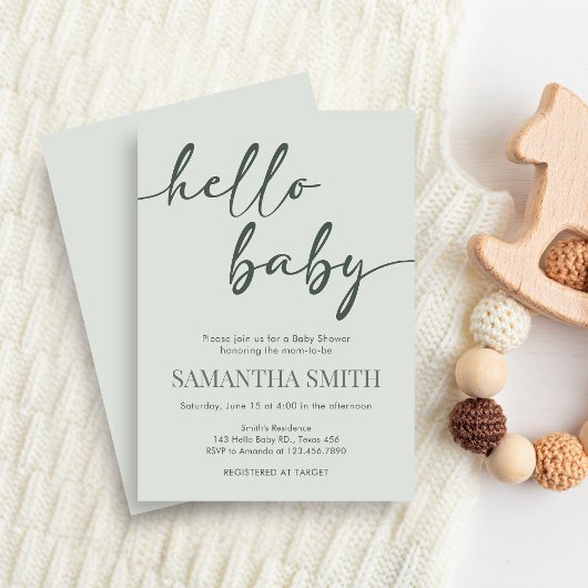 Hello Baby Minimalist Baby Shower Invitation 招待状