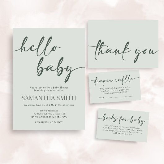 Hello Baby Minimalist Baby Shower Invitation 招待状
