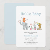Hello Baby Musical Elephant Parade Baby Shower   招待状 (正面/裏面)