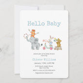 Hello Baby Musical Elephant Parade Baby Shower   招待状 (正面)