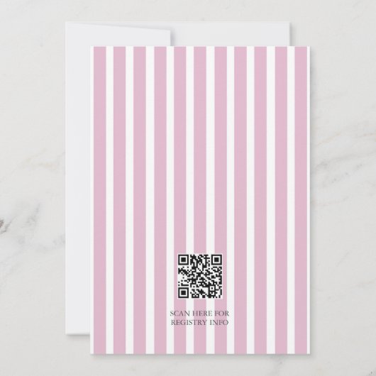 Hello Baby Pink Striped Bow Baby Shower 招待状 (裏面)