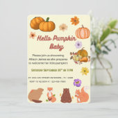 Hello Baby Pumpkin Fall Baby Shower Invitation  招待状 (スタンド正面)
