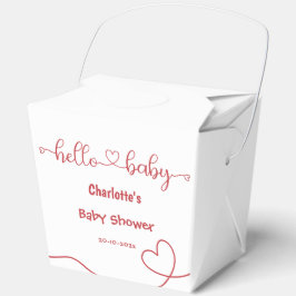 Hello Baby Red Heart Minimal Baby Shower フェイバーボックス