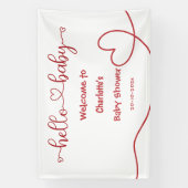 Hello Baby Red Heart Minimal Baby Shower Banner 横断幕 (縦)