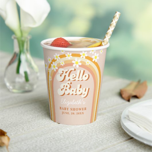 Hello Baby Retro Groovy Baby Shower 紙コップ (インサイチュ)