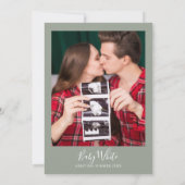 Hello Baby Shower 男女兼用 Sage Green写真 招待状 (裏面)