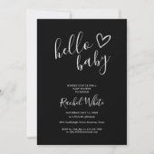 Hello Baby Shower All In One Black And White 招待状 (正面)