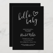 Hello Baby Shower All In One Black And White 招待状 (正面/裏面)