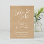 Hello Baby Shower Gender Neutral Rustic Kraft 招待状 (スタンド正面)