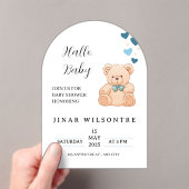 Hello Baby Teddy Bear Baby Shower Invitation アクリル招待状 (インサイチュ (ポータブル))