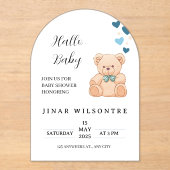 Hello Baby Teddy Bear Baby Shower Invitation アクリル招待状 (正面)