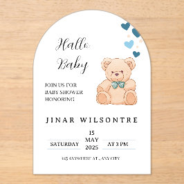 Hello Baby Teddy Bear Baby Shower Invitation アクリル招待状