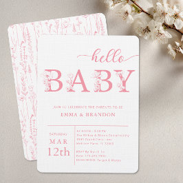 Hello Baby Wildflower Baby Shower Invitation 招待状