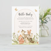 Hello Baby Woodland Animals Baby Shower Invitation 招待状 (スタンド正面)