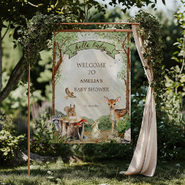 Hello Baby Woodland Baby Shower Welcome Poster ポスター