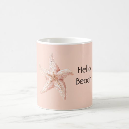 Hello Beach Peach Starfish コーヒーマグカップ (中央)