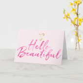 Hello Beautifulと金ゴールドハート カード (黄色い花)