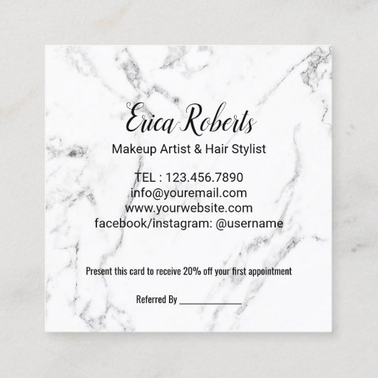 Hello Beautiful金ゴールドスクリプト美しいサロン紹介 紹介カード (裏面)