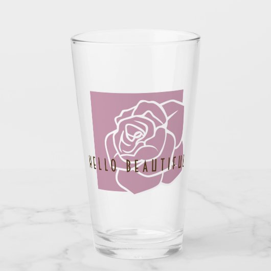 Hello Beautiful – シックモダンピンクローズフラワー タンブラーグラス (正面)