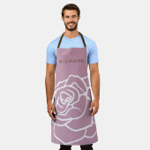 Hello Beautiful -シンプルフローラモダンピンクローズ エプロン (着用した状態)
