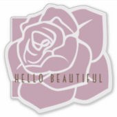 Hello Beautiful -シンプルフローラモダンピンクローズ シール (正面)