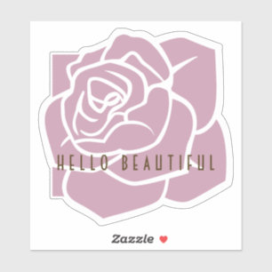 Hello Beautiful - シンプルモダン フラワーローズ ピンク シール