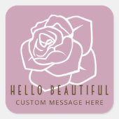 Hello Beautiful - モダンレトロ ピンクバラ スクエアシール (正面)