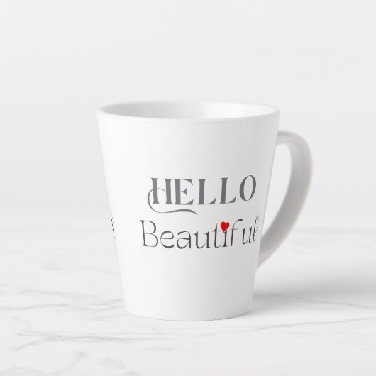 Hello Beautiful Positive Affirmation Gift カフェラテマグ (右アングル)