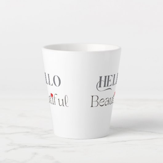 Hello Beautiful Positive Affirmation Gift カフェラテマグ (正面)