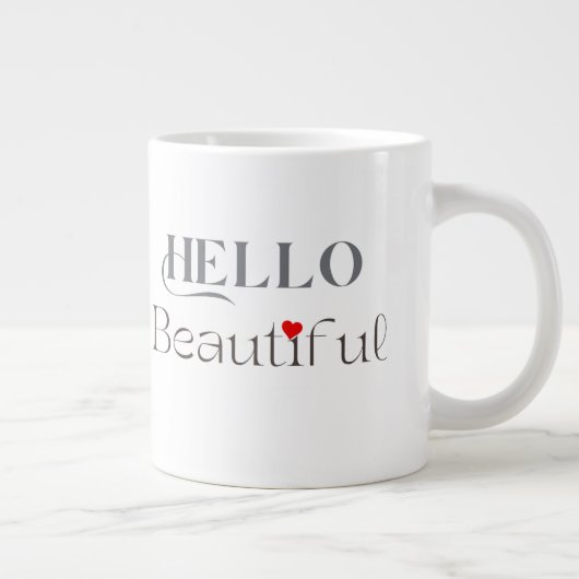 HELLO Beautiful, Uplifting Gift for Her ジャンボコーヒーマグカップ (右)