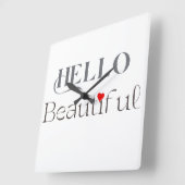 HELLO Beautiful, Uplifting Gift for Her スクエア壁時計 (傾斜)