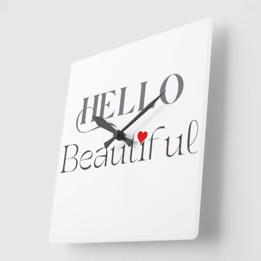 HELLO Beautiful, Uplifting Gift for Her スクエア壁時計 (傾斜)