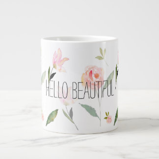 Hello Beautiful Waterカラーフローラ ジャンボコーヒーマグカップ