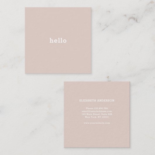Hello Beige Puderfarbend スクエア名刺 (正面/裏面)