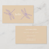 Hello beige rustic dragonflies insect illustration 名刺 (正面/裏面)