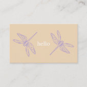 Hello beige rustic dragonflies insect illustration 名刺 (正面)