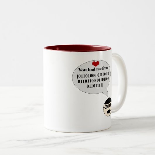 Hello Binary Mugから送ってくれた ツートーンマグカップ (正面右)