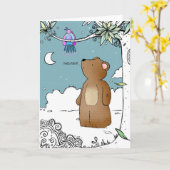 Hello BirdはMr. Bearと言った – グリーティングカード (黄色い花)