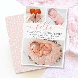 Hello Birth Announcement Cardsフォトコラージュカード 案内状
