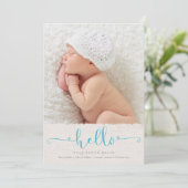 Hello Birth Announcement - Light Blue 案内状 (スタンド正面)